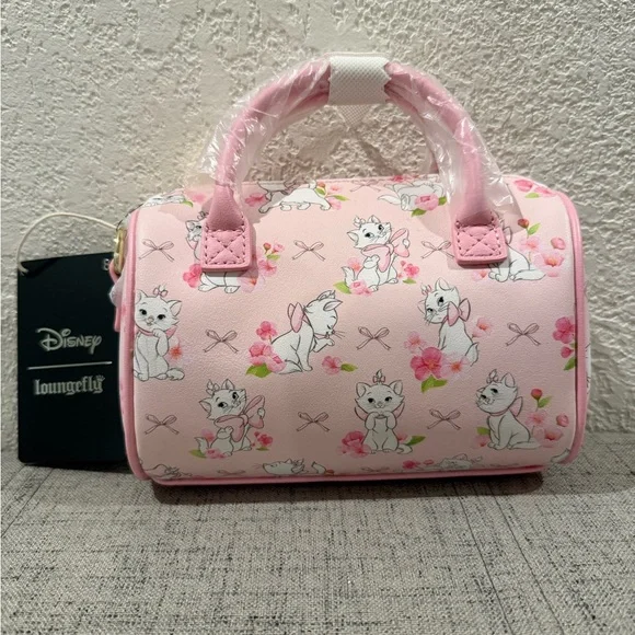 Loungefly Disney Aristocats Pink Marie Mini Barrel Bag with Roses & Ribbons NWT - Picture 1 of 6